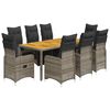 vidaXL 9-dijelni vrtni bistro set od poliratana s jastucima sivi