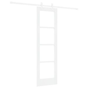 vidaXL Klizna vrata 61 x 198,5 cm Masivna borovina i staklo Bijela