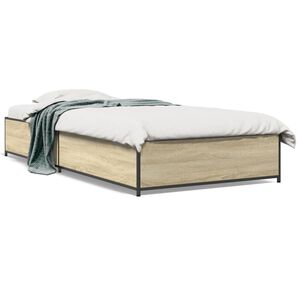 vidaXL Okvir za krevet boja hrasta 75x190 cm konstruirano drvo i metal