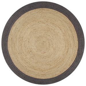 vidaXL Ručno rađeni tepih od jute s tamnosivim rubom 90 cm