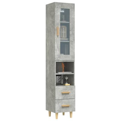 vidaXL Visoka komoda siva betona 34,5x34x180 cm od konstruiranog drva
