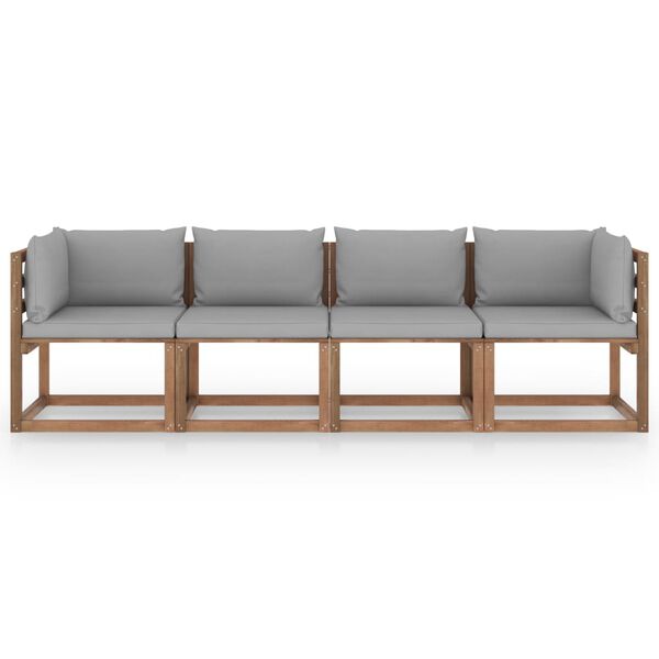 vidaXL Vrtni četverosjed od paleta od impregnirane borovine i jastuci