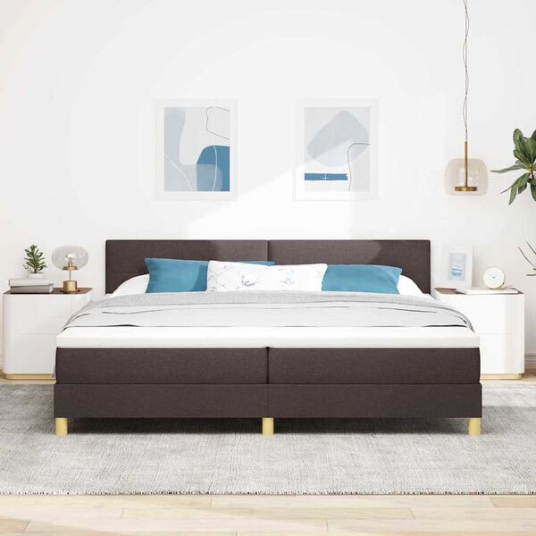 vidaXL Boxspring krevet s madracem Tamno smeđa 200 x 200 cm tkanina