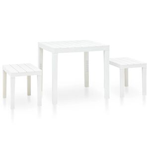 vidaXL Vrtni stol s 2 klupe plastični bijeli