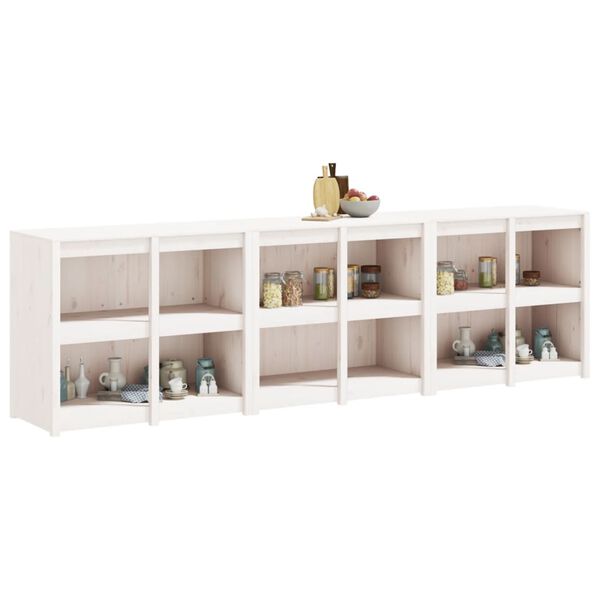 vidaXL Vanjski kuhinjski ormarići 3 kom bijeli od masivne borovine