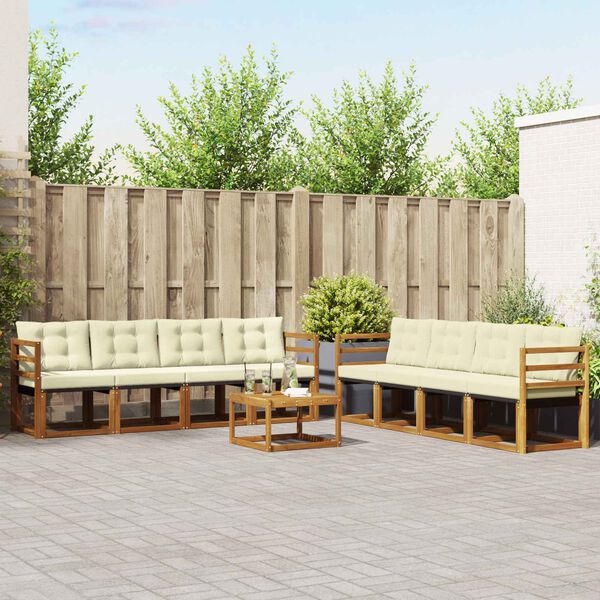 vidaXL Set vanjskih sofa s jastukom 9 pcs Prirodna i krem