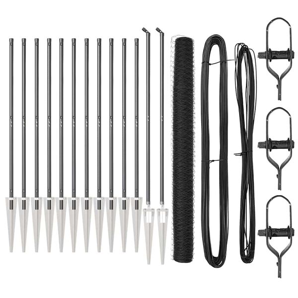 vidaXL Stup za ogradu Siva 25 x 1,5 m (mreža 50 mm) Čelik