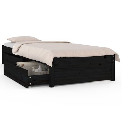 vidaXL Okvir za krevet s ladicama crni 90 x 200 cm