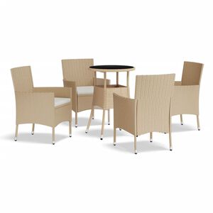 vidaXL 5-dijelni vrtni bistro set od poliratana s jastucima bež