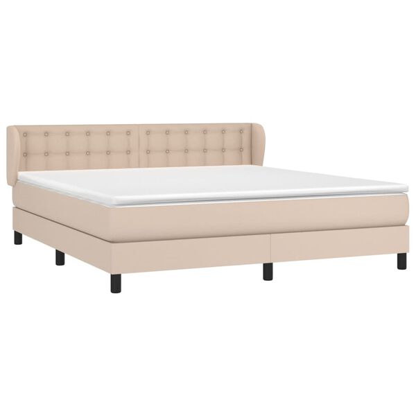 vidaXL Krevet box spring s madracem cappuccino 180x200 cm umjetna koža