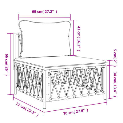 vidaXL Srednja vrtna sofa od tkane tkanine s jastucima bijela