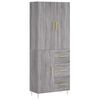 vidaXL Visoka komoda siva sonome 69,5x34x180 cm od konstruiranog drva