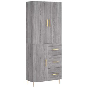 vidaXL Visoka komoda siva sonome 69,5x34x180 cm od konstruiranog drva
