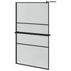 vidaXL Pregrada za tu&scaron; s policom crna 115x195 cm staklo ESG i aluminij