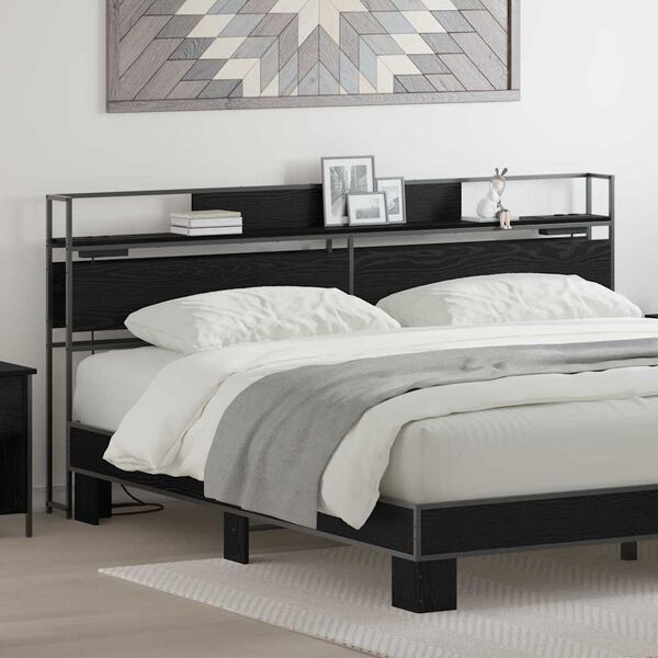 vidaXL Skladi&scaron;no uzglavlje Crni hrast 200 cm Konstruirano drvo