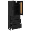 vidaXL Highboard Crni hrast 69,5 x 34 x 180 cm Konstruirano drvo
