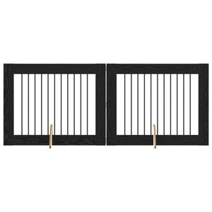 vidaXL Vrata za pse s postoljem 2 pcs Crni hrast 100 x 80 cm
