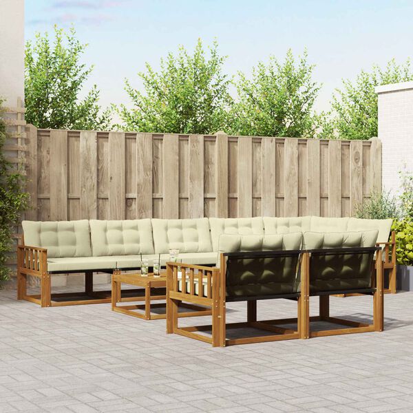vidaXL Set vanjskih sofa s jastukom 9 pcs Prirodna i krem
