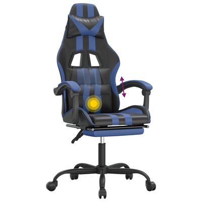 vidaXL Okretna igraća stolica s osloncem crno-plava od umjetne kože