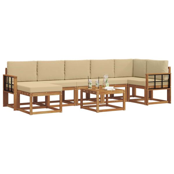 vidaXL Set vanjskih sofa s jastukom 8 pcs Prirodna i bež