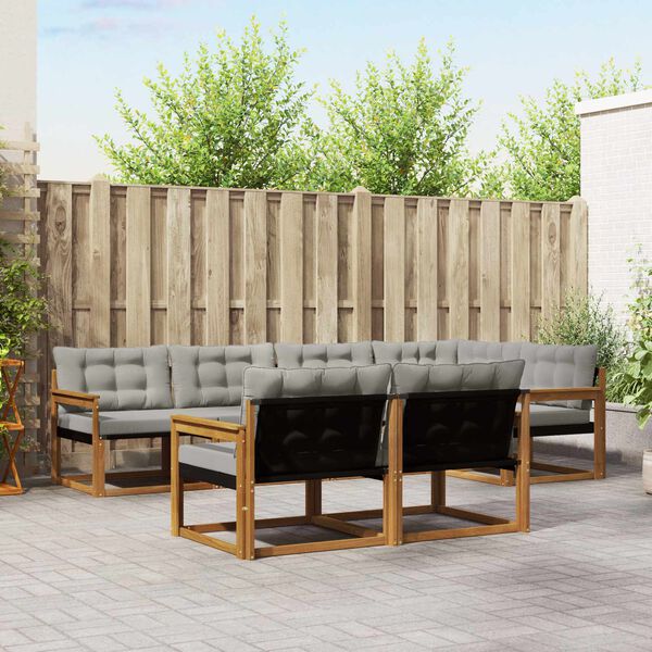 vidaXL Set vanjskih sofa s jastukom 7 pcs Prirodna i svijetlo siva