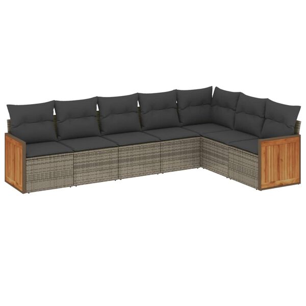 vidaXL 7-dijelni set vrtnih sofa sivi od poliratana