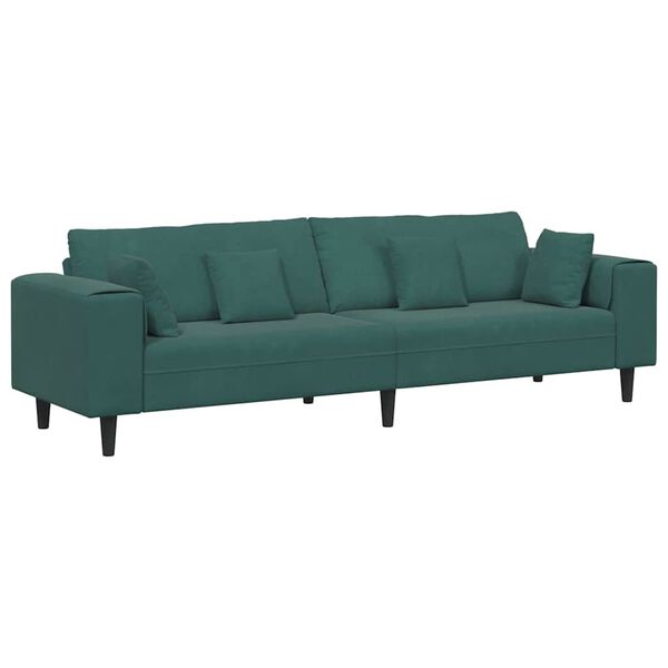 vidaXL Baršunasta sofa s jastukom Tamnozelena 208 cm Baršun