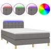 vidaXL Krevet box spring s madracem LED tamnosivi 120 x 200 cm tkanina