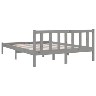 vidaXL Okvir za krevet od masivne borovine sivi 160 x 200 cm