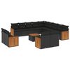 vidaXL 14-dijelni set vrtnih sofa s jastucima poliratan crni