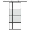vidaXL Klizna vrata s priborom crna 90 x 205 cm kaljeno staklo