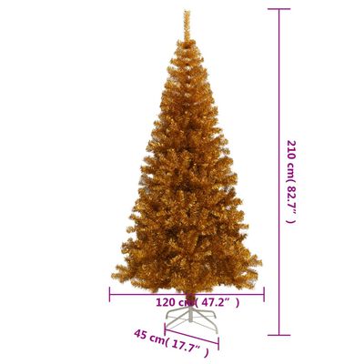 vidaXL Umjetno božićno drvce sa stalkom zlatno 210 cm PET