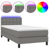vidaXL Krevet box spring s madracem LED tamnosivi 100x200 cm tkanina