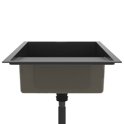 vidaXL Ručno rađeni kuhinjski sudoper crni od nehrđajućeg čelika