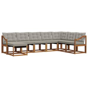 vidaXL Set vanjskih sofa s jastukom 8 pcs Prirodna i svijetlo siva