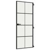 vidaXL Sobna vrata tanka crna 83 x 201,5 cm kaljeno staklo i aluminij