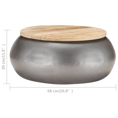 vidaXL Stolić za kavu sivi 68 x 68 x 30 cm od masivnog drva manga
