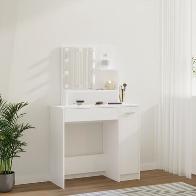 vidaXL Toaletni stolić s LED svjetlima bijeli 86,5x35x136 cm