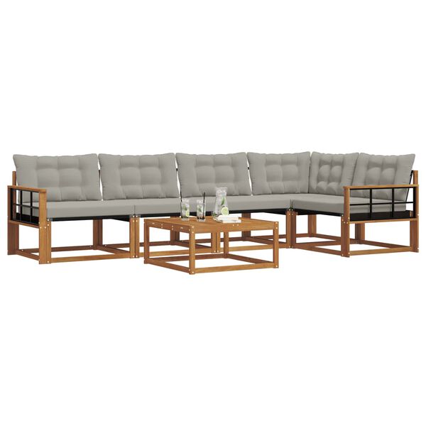 vidaXL Set vanjskih sofa s jastukom 6 pcs Prirodna i svijetlo siva