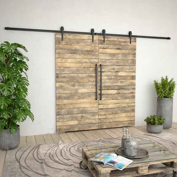 vidaXL Pribor za klizna vrata 2 x 183 cm čelični crni