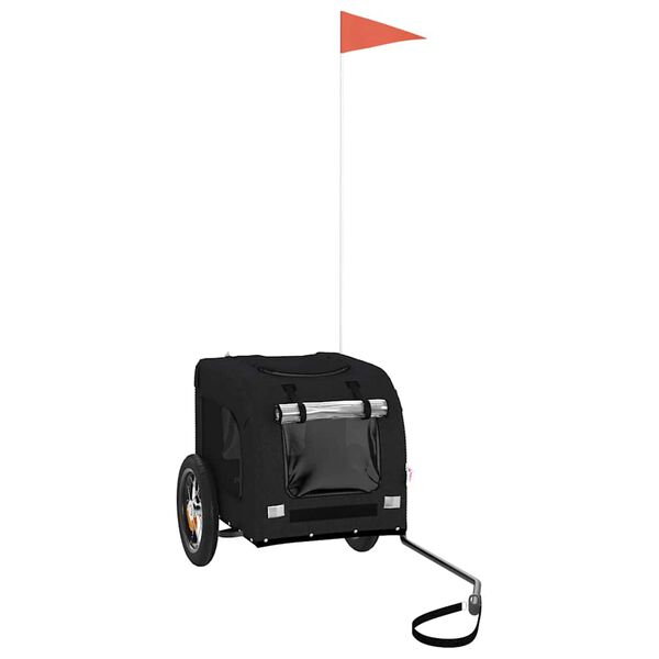 vidaXL Prikolica za bicikl za ljubimce crna od tkanine i željeza