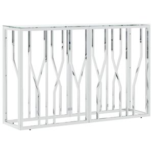 vidaXL Konzolni stol srebrni 110x30x70 cm nehrđajući čelik i staklo