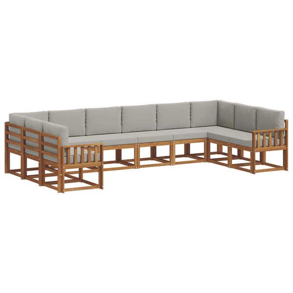 vidaXL Set vanjskih sofa s jastukom 10 pcs Prirodna i svijetlo siva