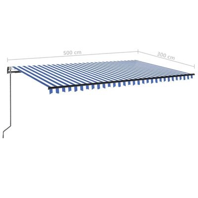 vidaXL Automatska tenda sa senzorom LED 500 x 300 cm plavo-bijela