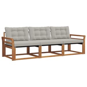 vidaXL Set vanjskih sofa s jastukom 3 pcs Prirodna i svijetlo siva