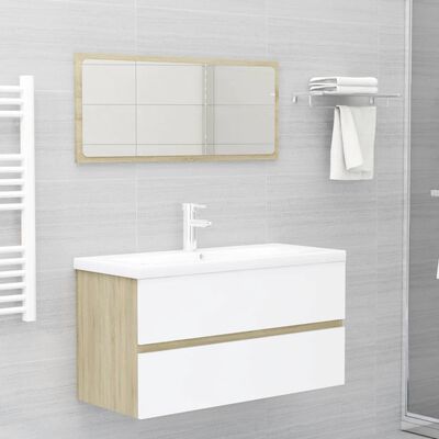 vidaXL 2-dijelni set kupaonskog namještaja bijeli i boja hrasta drveni