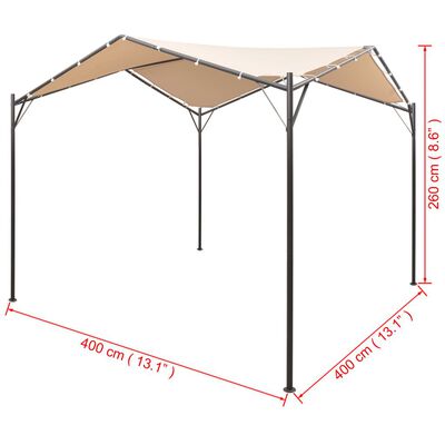 vidaXL Sjenica/paviljon/šator/nadstrešnica 4 x 4 m čelični bež