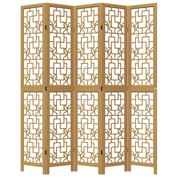 vidaXL Sobna pregrada s 5 panela smeđa od masivnog drva paulovnije