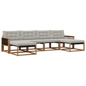 vidaXL Set vanjskih sofa s jastukom 6 pcs Prirodna i svjetlosiva