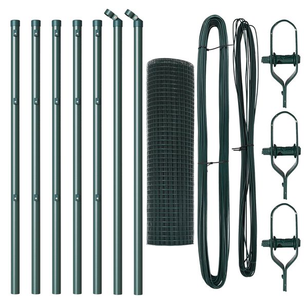 vidaXL Stup za ogradu Zelena 10 x 0,4 m (25 x 25 mm mreža) Čelik i PVC